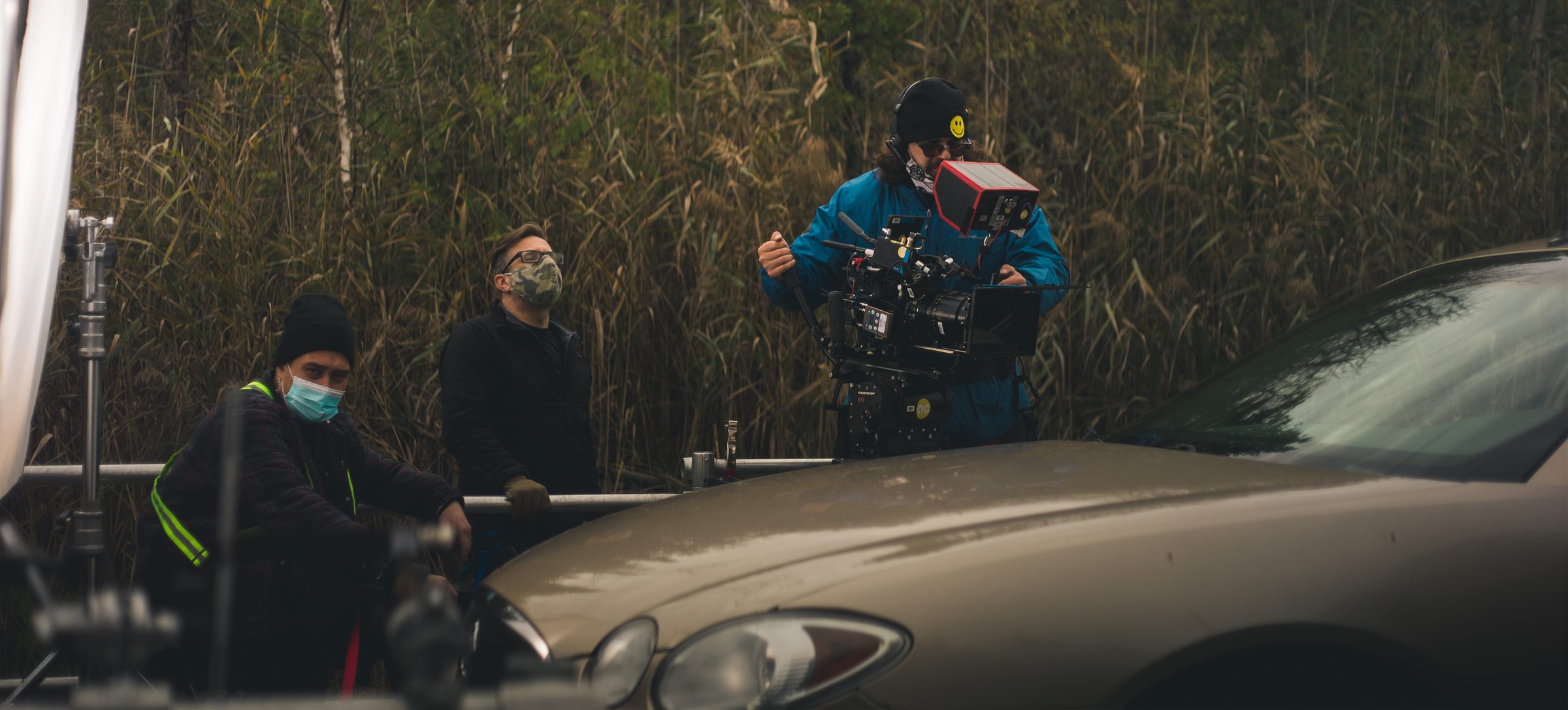 Ricky Christie operating the camera on set